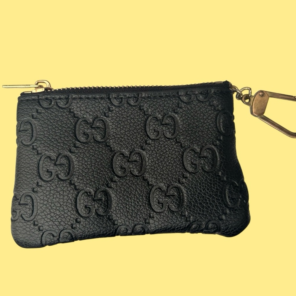Gucci Black Textured Leather Pouch